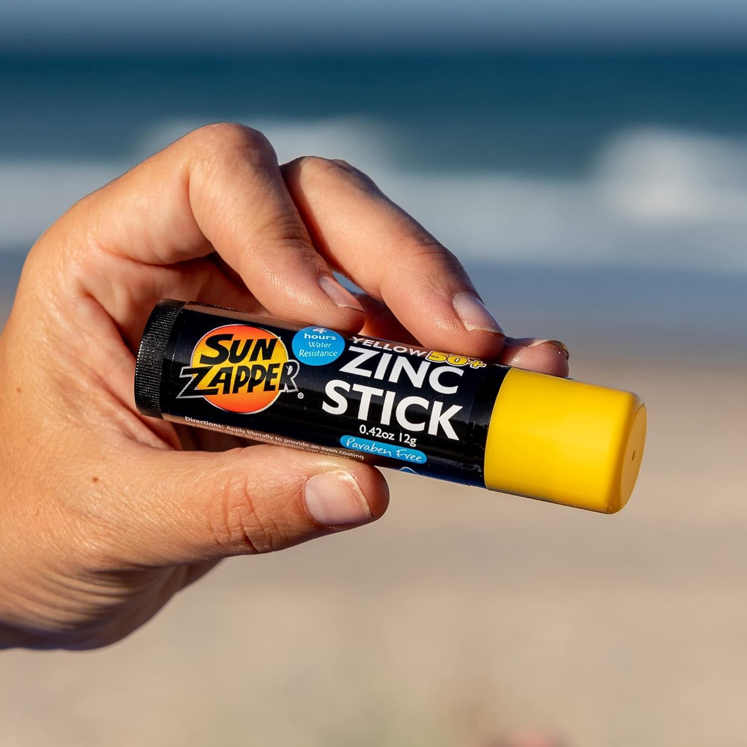 Sun Zapper Zinc Stick Mineral Sunscreen Yellow Spf 50+ Water Resistant For Face & Body, Adults, Kids (042 Oz, 12G) Broad Spectru