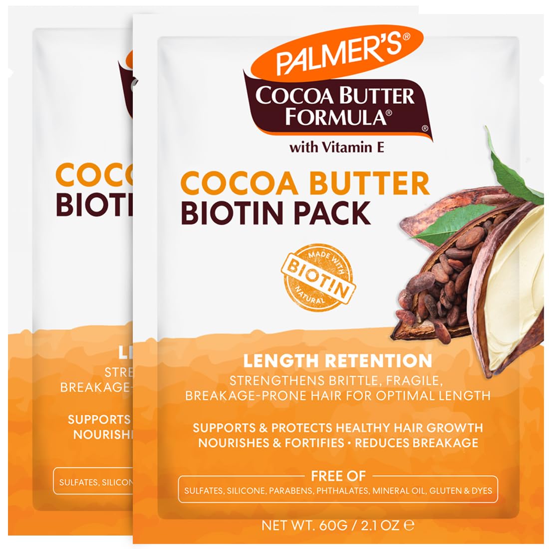 PalmerS Cocoa Butter & Biotin Length Retention Biotin Pack, 60G (Pack Of 2)