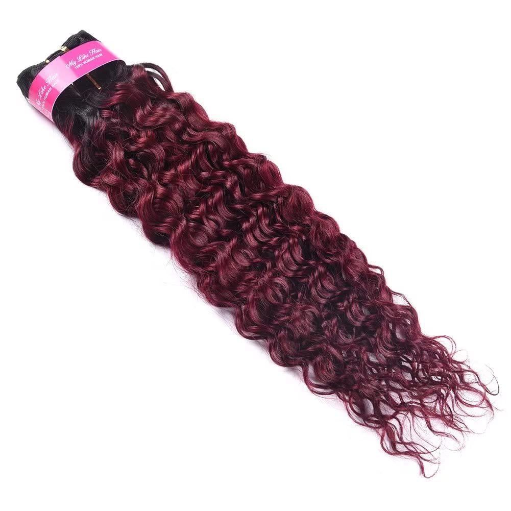 1B/99J Ombre Brazilian Hair Weave Bundles Water Wave Hair Burgundy Ombre Human Hair Bundles Unprocessed Wet And Wavy Virgin Hair