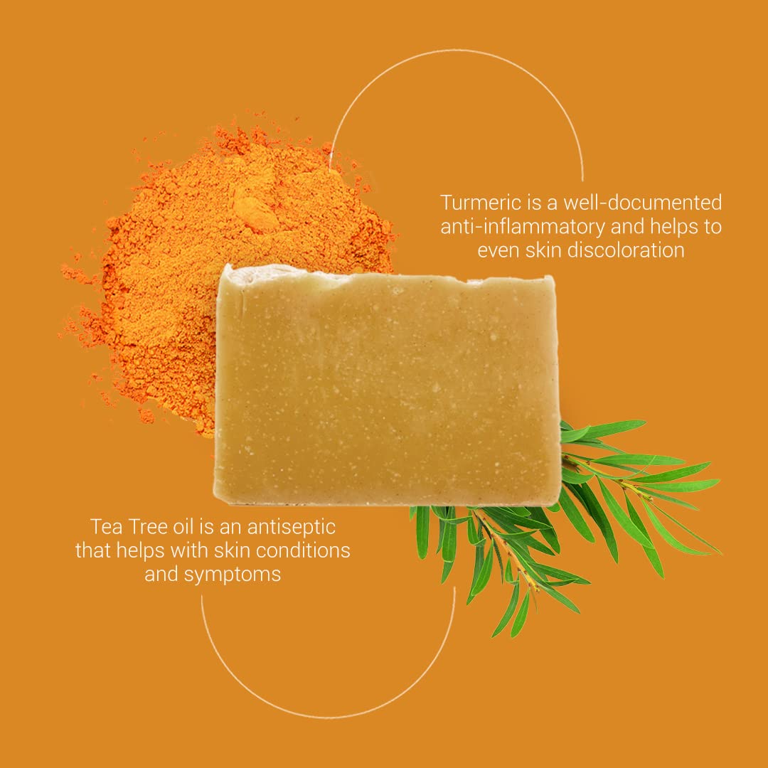 Herbn Eden - Tea Tree & Turmeric Bar Soap - Moisturizing Face & Body Soap - For Hyperpigmentation, Problematic Skin - Natural Pl