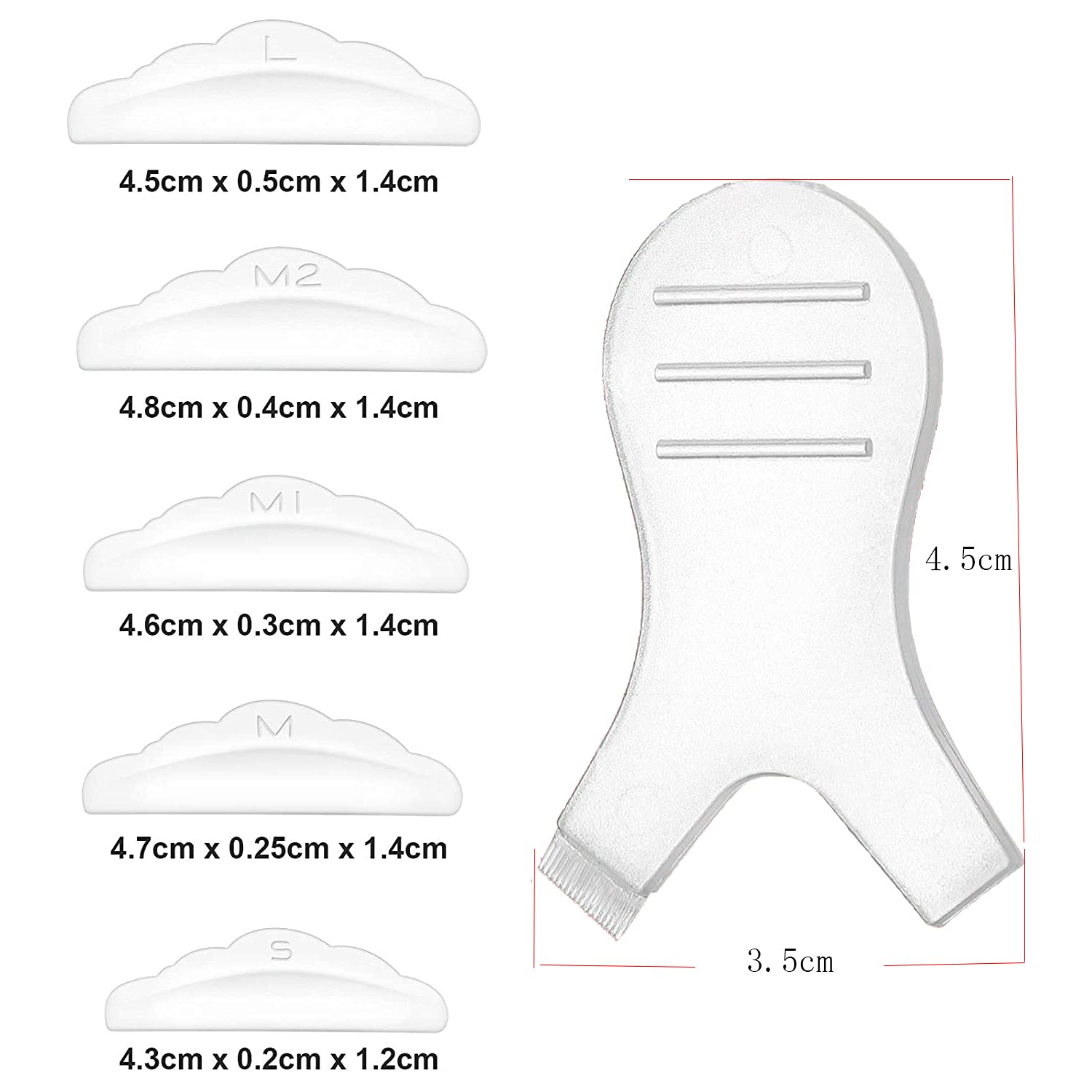 44 Piece Lash Lift Rods,Silicone Eyelash Perming Curler Makeup Tools,5 Sizes S/M/M1/M2/L,Reusable Lash Lifting Pads (Transparent