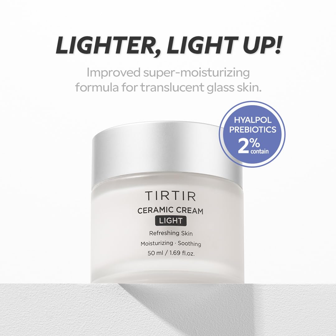 Tirtir Ceramic Cream Light | Deep Moisturizer For Glass Skin, Polyglutamic Acid, Centella Asiatica Extract, Skin Barrier, Lightw