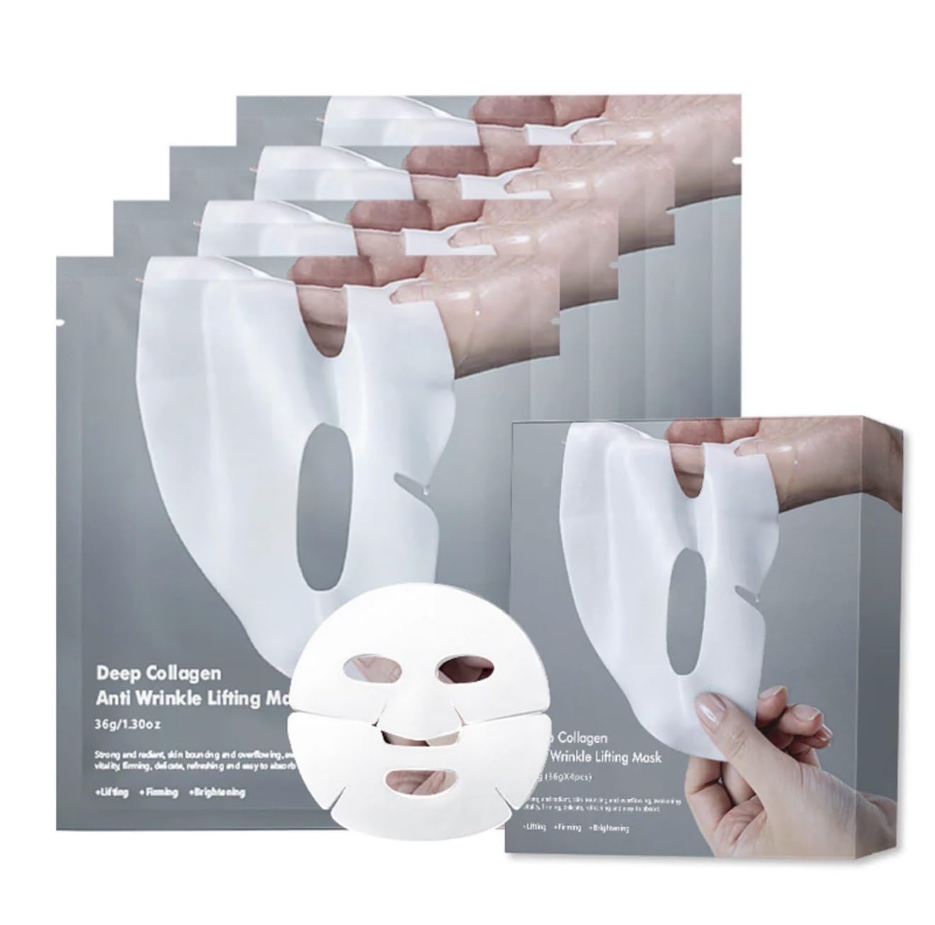 BEAUTIVANA Deep Collagen Overnight Facial Sheet Mask  Hydrating Moisturizing Face Mask for Soft, Smooth & SuppleLooking Skin 
