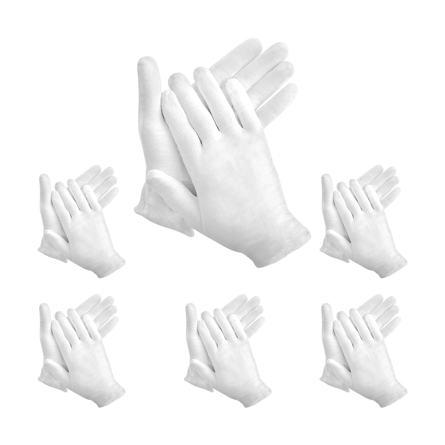 White Cotton Gloves, 12 Pairs of White Gloves are Suitable for Dry Hand Moisturizing Cosmetics, Hand Spa, Jewelry Coin Inspectio