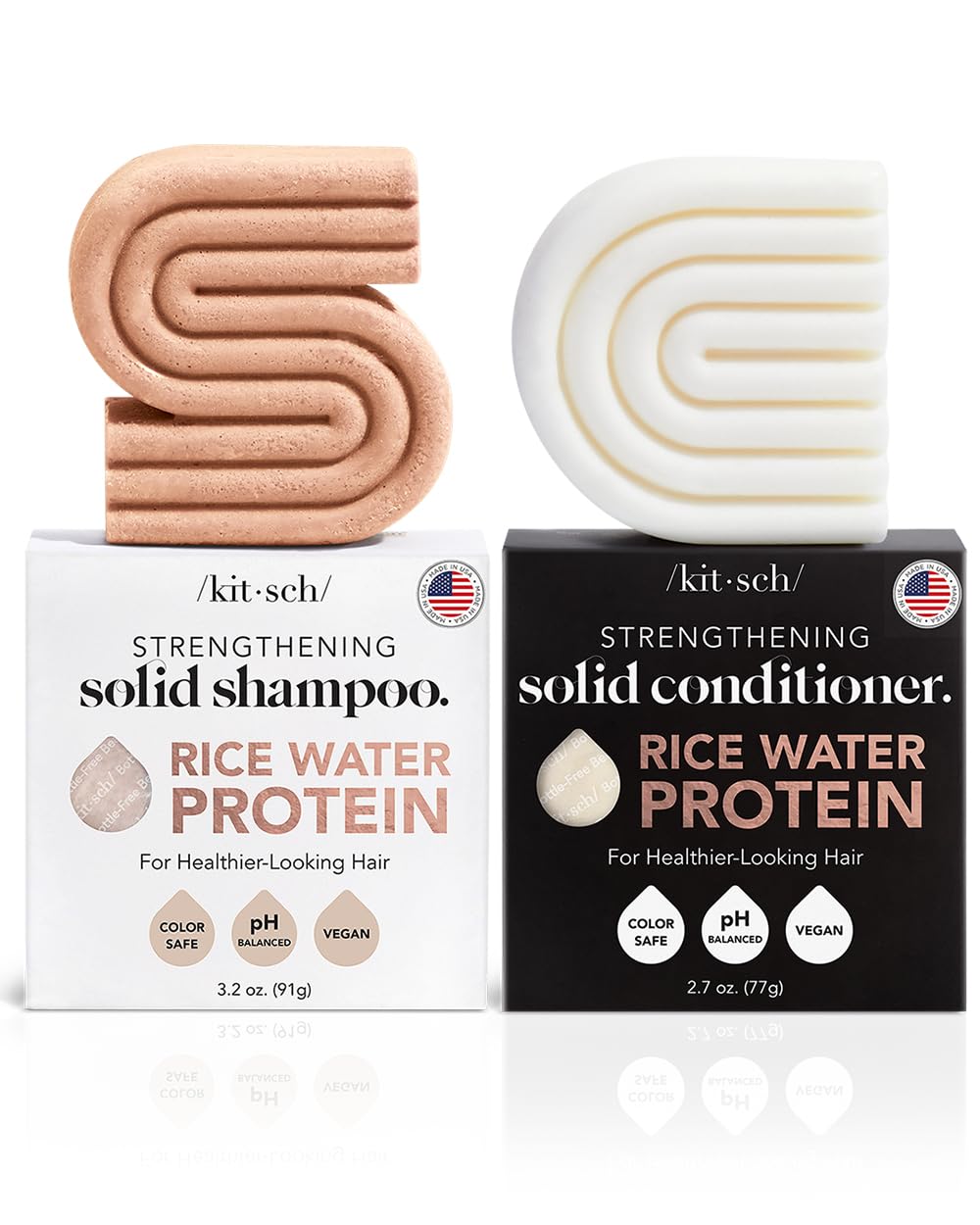 Kitsch Rice Bar Shampoo And Conditioner Bar For Hair Growth  Made In Us  Holiday Gift  Rice Shampoo Bar & Conditioner Bar For St