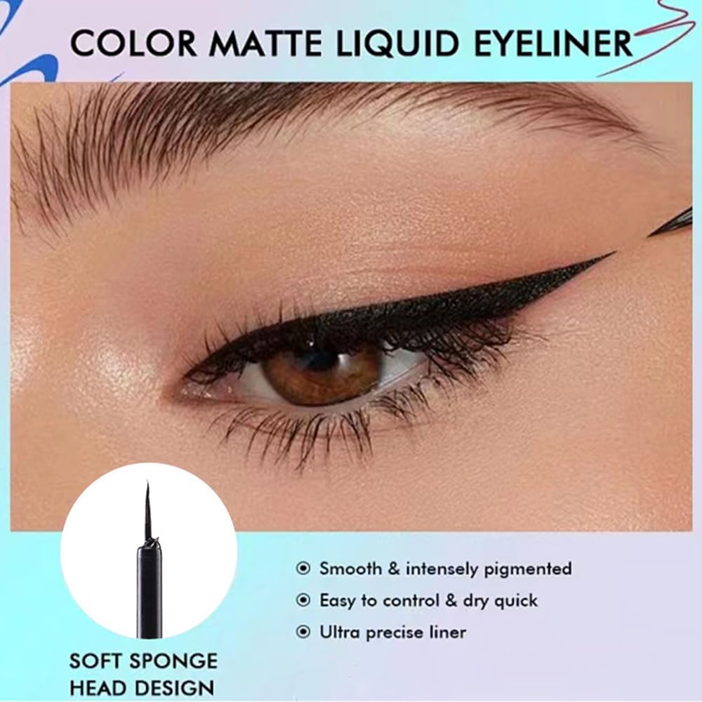 Amy'S Diary 2 Pcs Black&White Liquid Eyeliner Set, Matte Eyeliner Set Eye Liners For Women Waterproof Longlasting Delineadores D