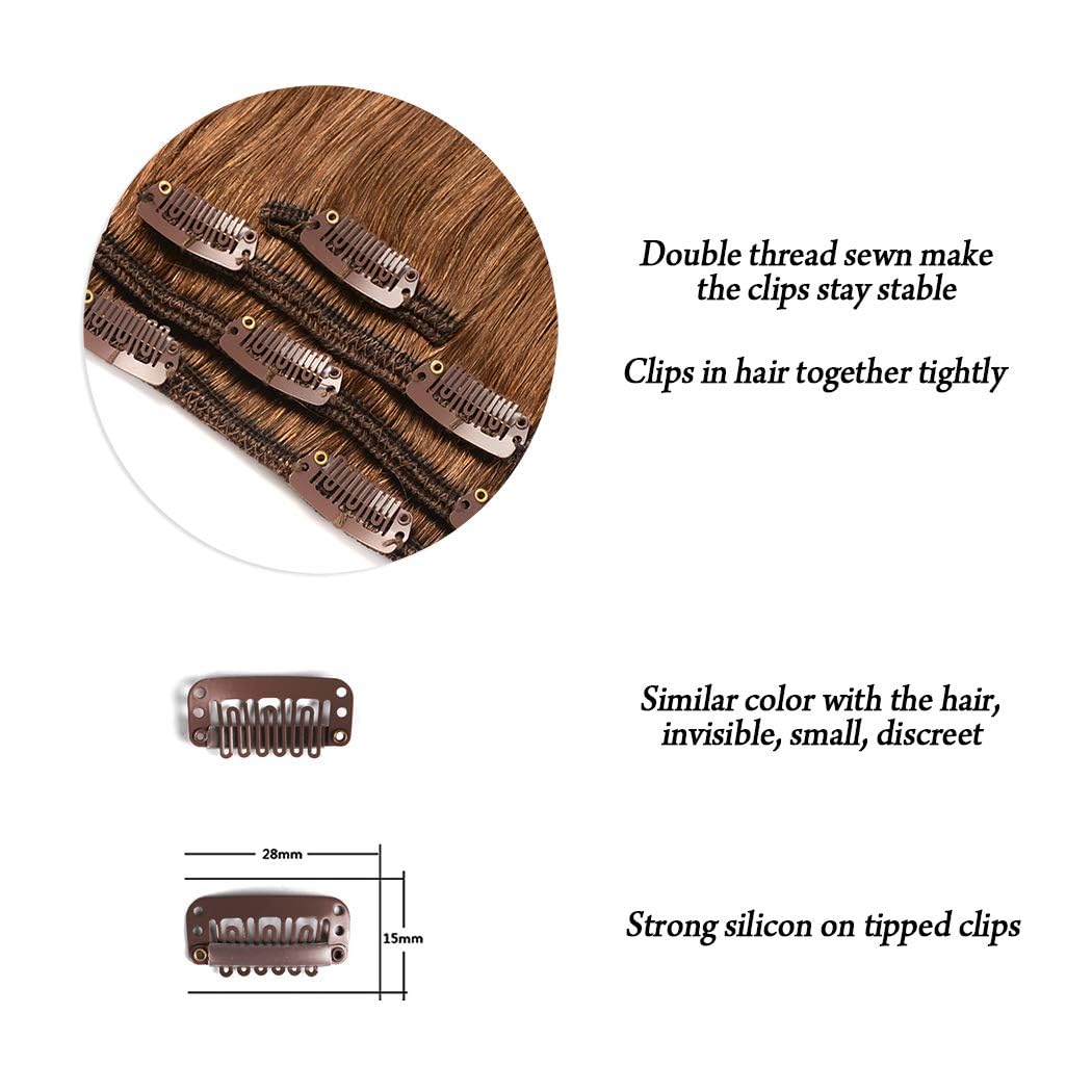 22'' Clip In Hair Extensions Remy Human Hair For Women - Silky Straight Clip In Hair Extensions Human Hair 90Grams 4Pieces Chest