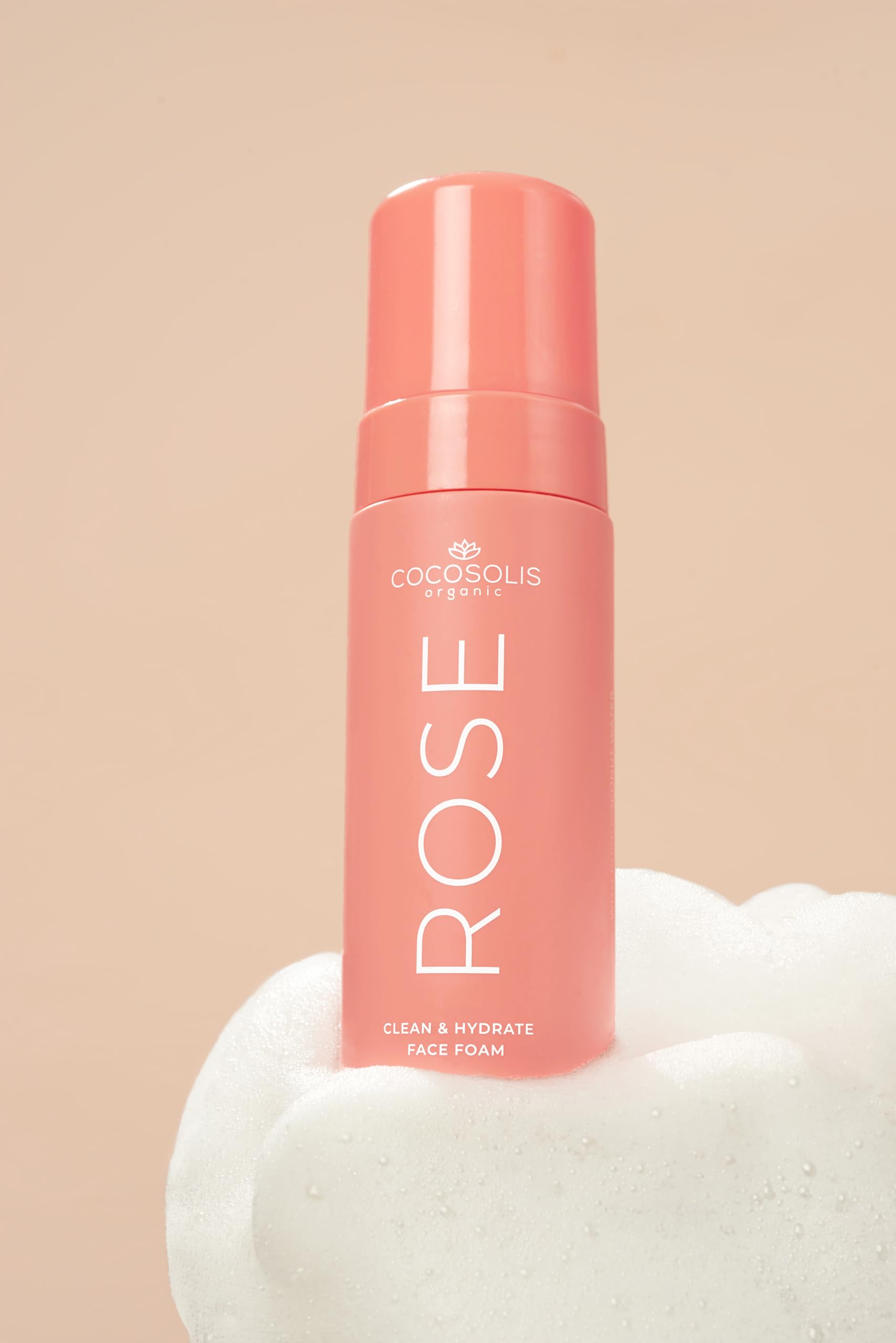 COCOSOLIS Rose Clean & Hydrate Face Foam Deep Pore Facial Cleansing Foam with Moisturising Hyaluronic Acid and Glycerine