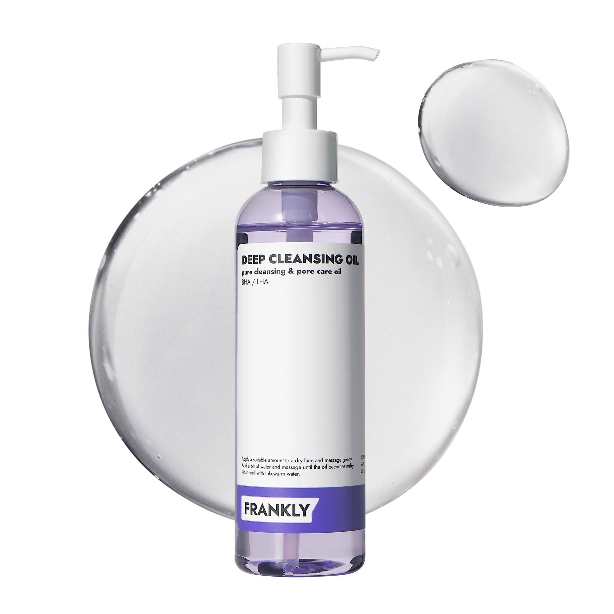 Frankly Deep Cleansing Oil - Bha & Lha Pore-Purifying, Blackhead Remover, Makeup Remover, Hydrating With Amino Acids & Hyaluroni