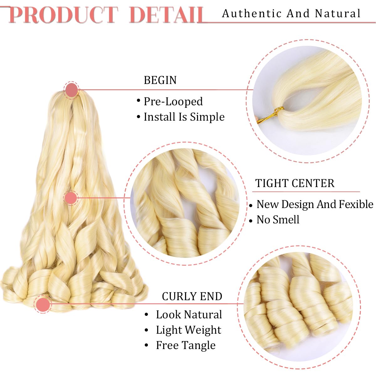 French Curly Brading Hair #613 Synthetic Bouncy Braiding Hair Extensions 75G/Pack French Curly Crochet Hair Extensions 24Inch (#