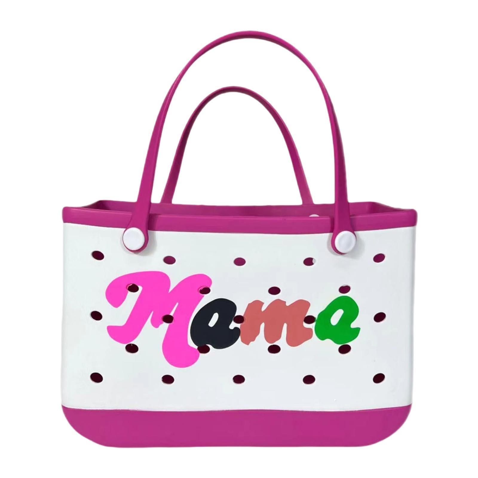 Calandis Beach Tote Bag Trendy Waterproof WomenS Travel Bag Portable Summer Hole Bag M Rose Red | Womens Handbags & Bags