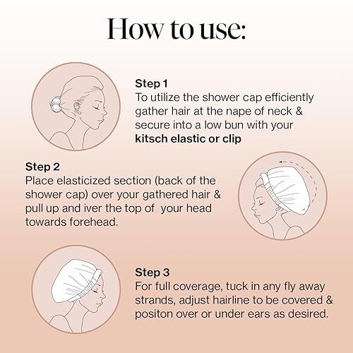 Kitsch Luxury Shower Cap For Women Waterproof - Reusable Shower Cap  Hair Cap For Shower  Holiday Gift  Waterproof Hair Shower C