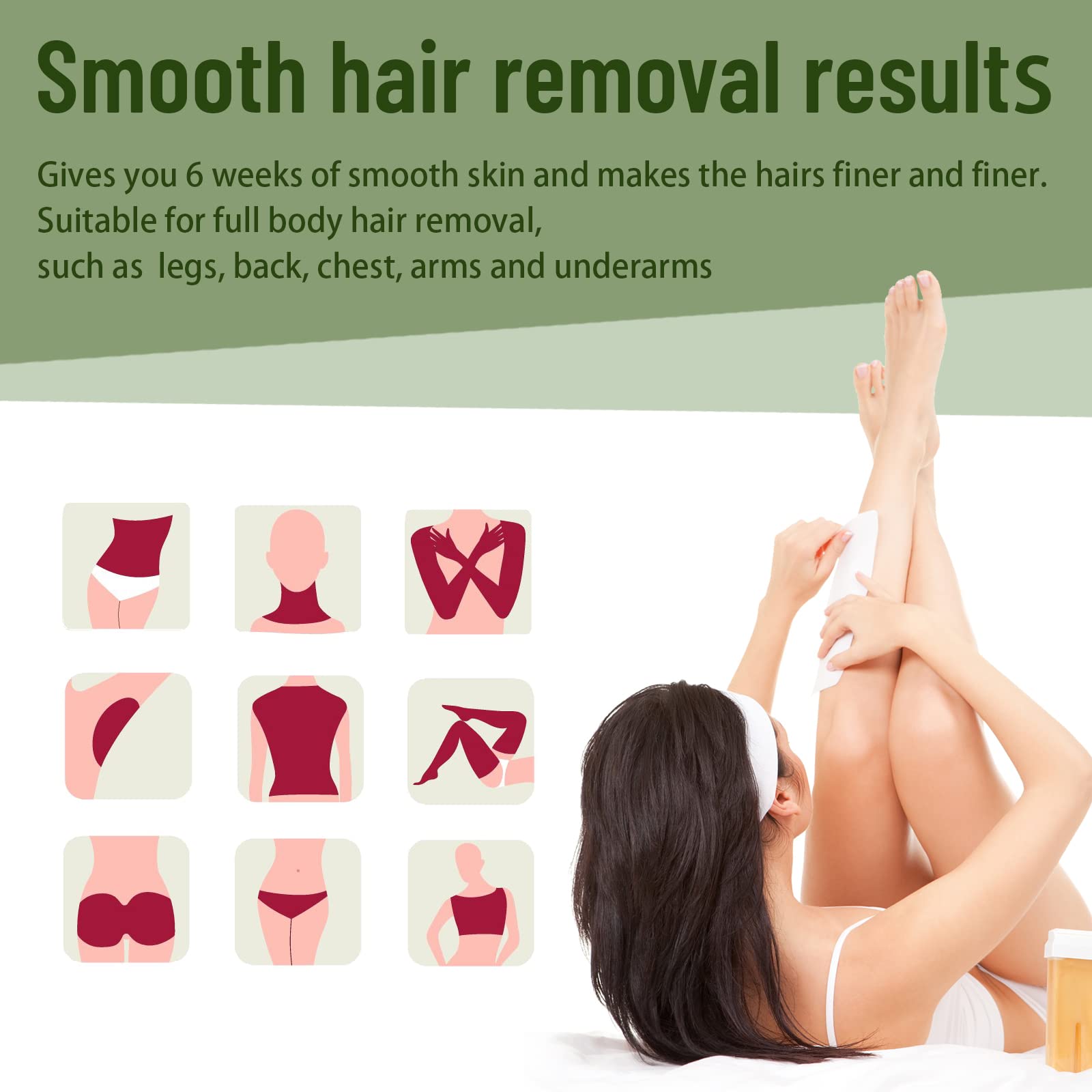 Waxfans Roll On Wax Kit, Hair Removal Waxing Kit, Wax Roller For Larger Areas Of The Body, Home Waxing Kit For Women And Men, Se