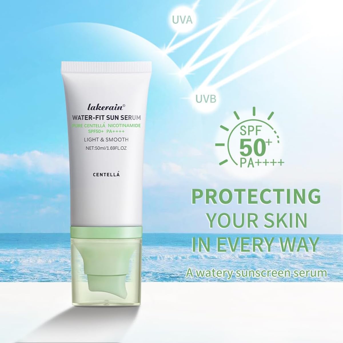 Centella Sunscreen SPF 50,Face Sun Screen Long-Lasting Protection,Madagascar Sunscreen, NO White Cast-Dry Oily Skincare,Moisturi
