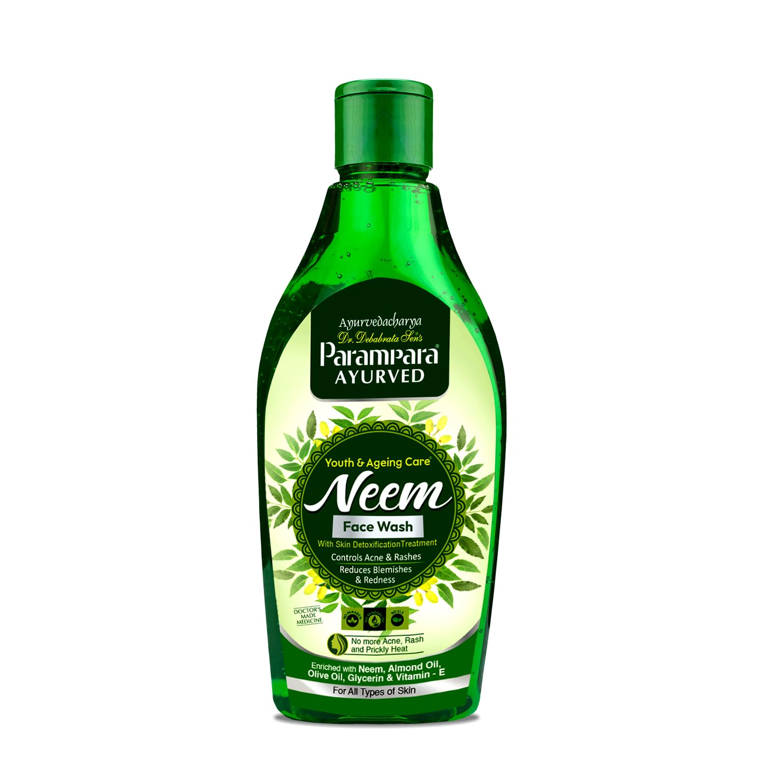 Parampara Ayurved Neem Face Wash With Salicylic Acid | Anti Acne, Pimples, Blackheads & Oil Control | Deep Pore Cleansing Gel | 
