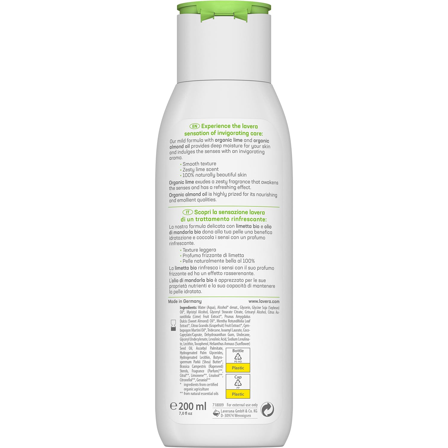 Lavera Body Lotion Refreshing - Body Milk With Organic Lime & Almond Oil Fragrance - Body Milk For Normal Skin - Peta Certified