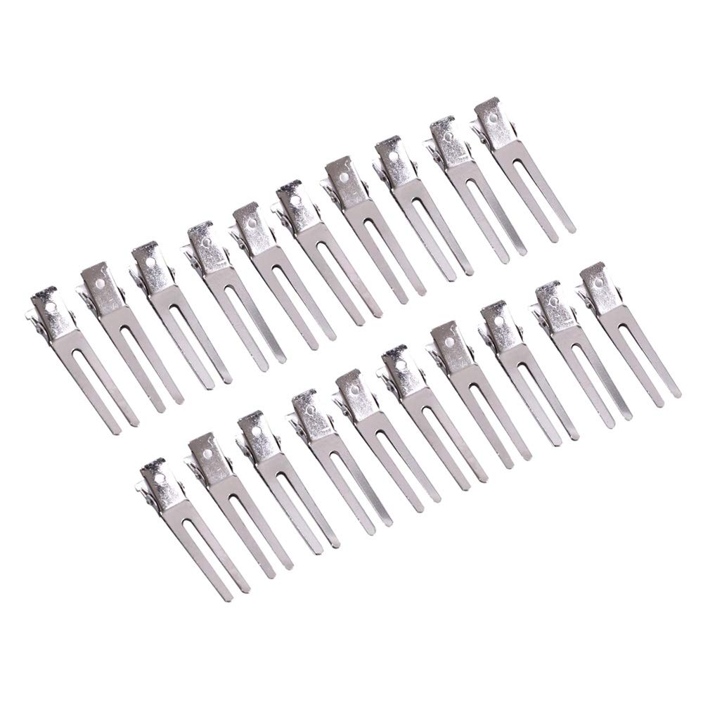 50 Pcs Double Prong Hair Clips Curl Clips 1.77 Inches Metal Alligator Hair Pins Styling Clips For Salon Hair Extensions