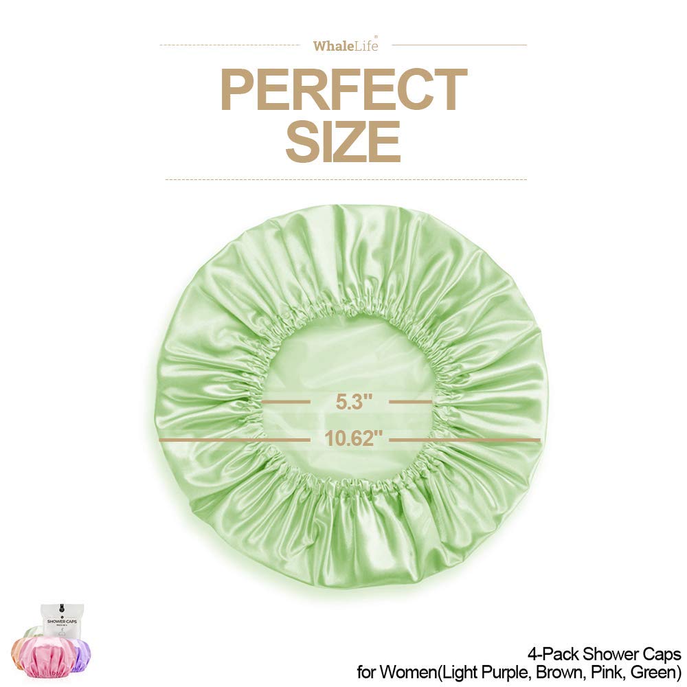 Shower Cap For Women Reusable Extra Large Shower Caps For Men Satin Double Layer Eva Waterproof Long Hair Caps(Light Purple, Bro