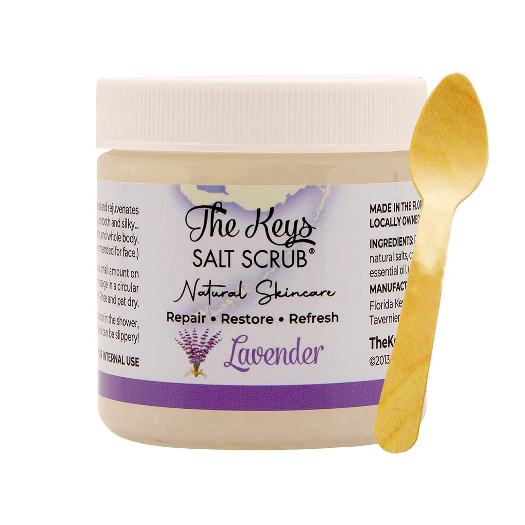 The Keys Florida Sea Salt Scrub - Exfoliating Body Scrub With Wooden Spoon - Foot Scrub - Hand Scrub - Made With Pure Florida Se