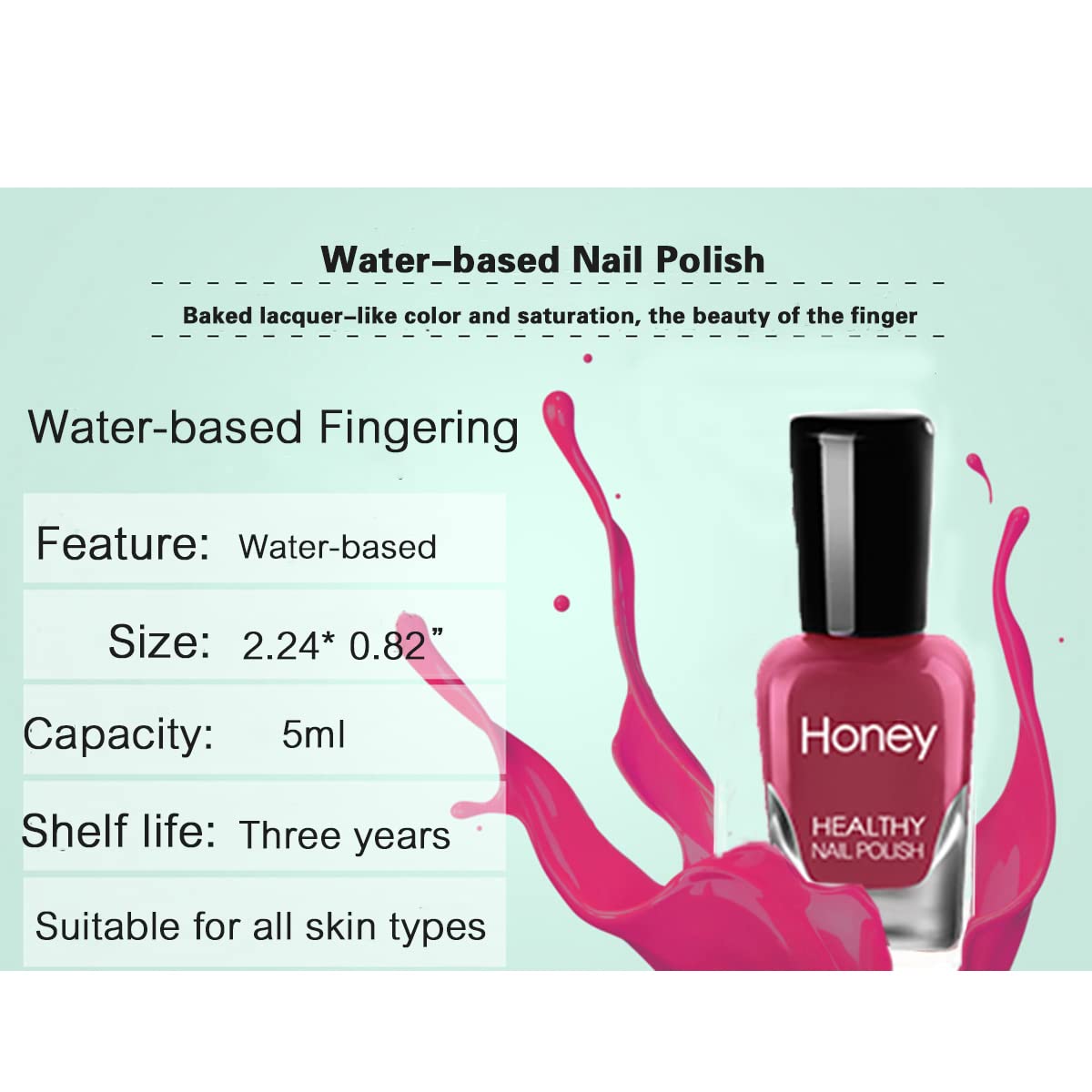 Tophany Non Toxic Easy Peel Off And Fast Dry Nail Polish Set For Pack, Eco Friendly & Organic Water Based For Women,Teens (6 Bot