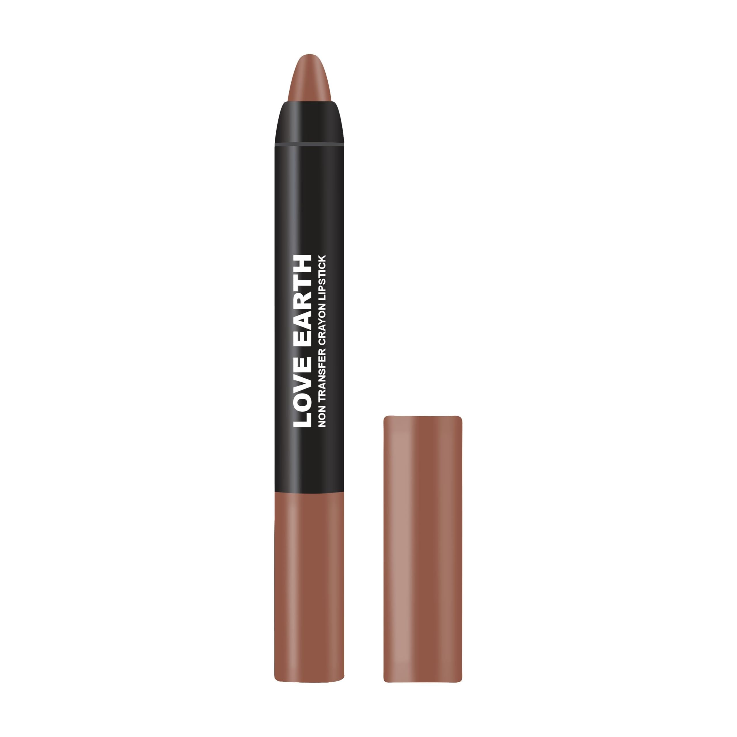 Love Earth Non Transfer Crayon Lipstick-Juniper | Lightweight & Longlasting, Smudge Proof, Transferproof, Matte Lipstick | Crayo