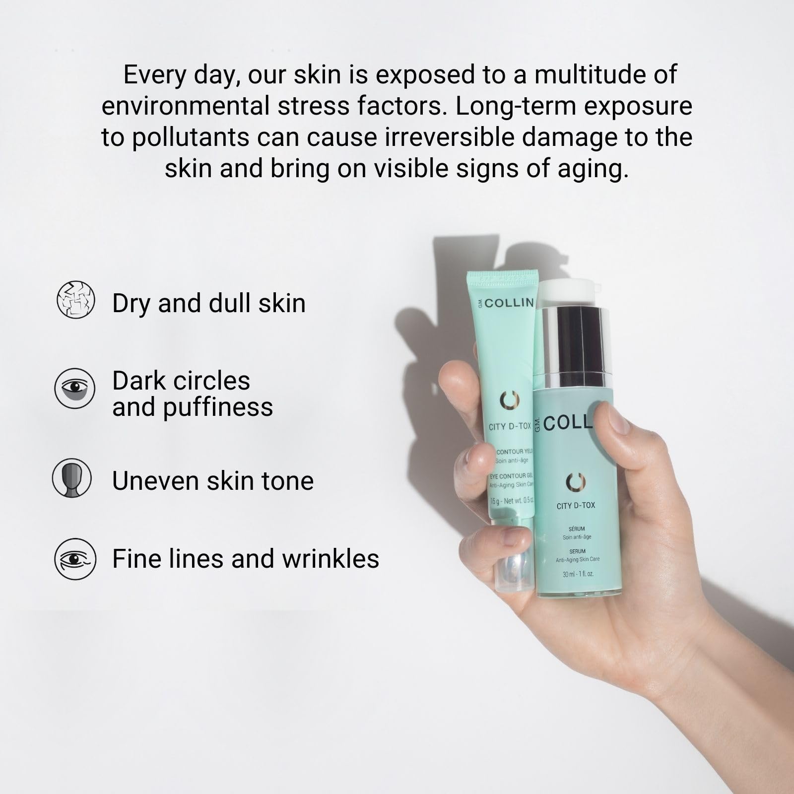 G.M. COLLIN City D-Tox Serum | Anti-Aging Face Serum with Hydrating Peptides | Replenishes The Skins Moisture Barrier