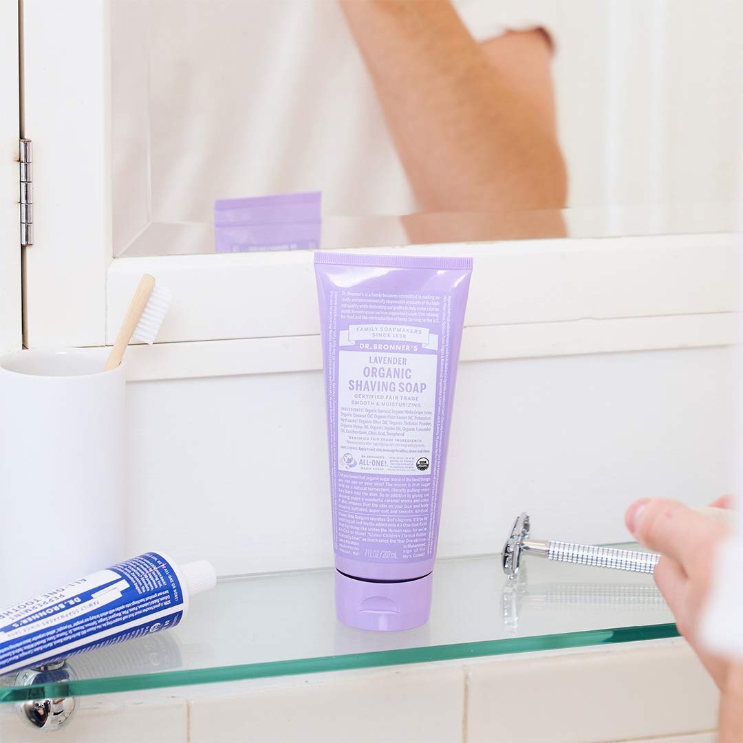 Dr. Bronner's - Organic Shaving Soap (7 oz Variety Pack) Lavender, Baby Unscented, & Peppermint - Certified Organic, Sugar & Shi