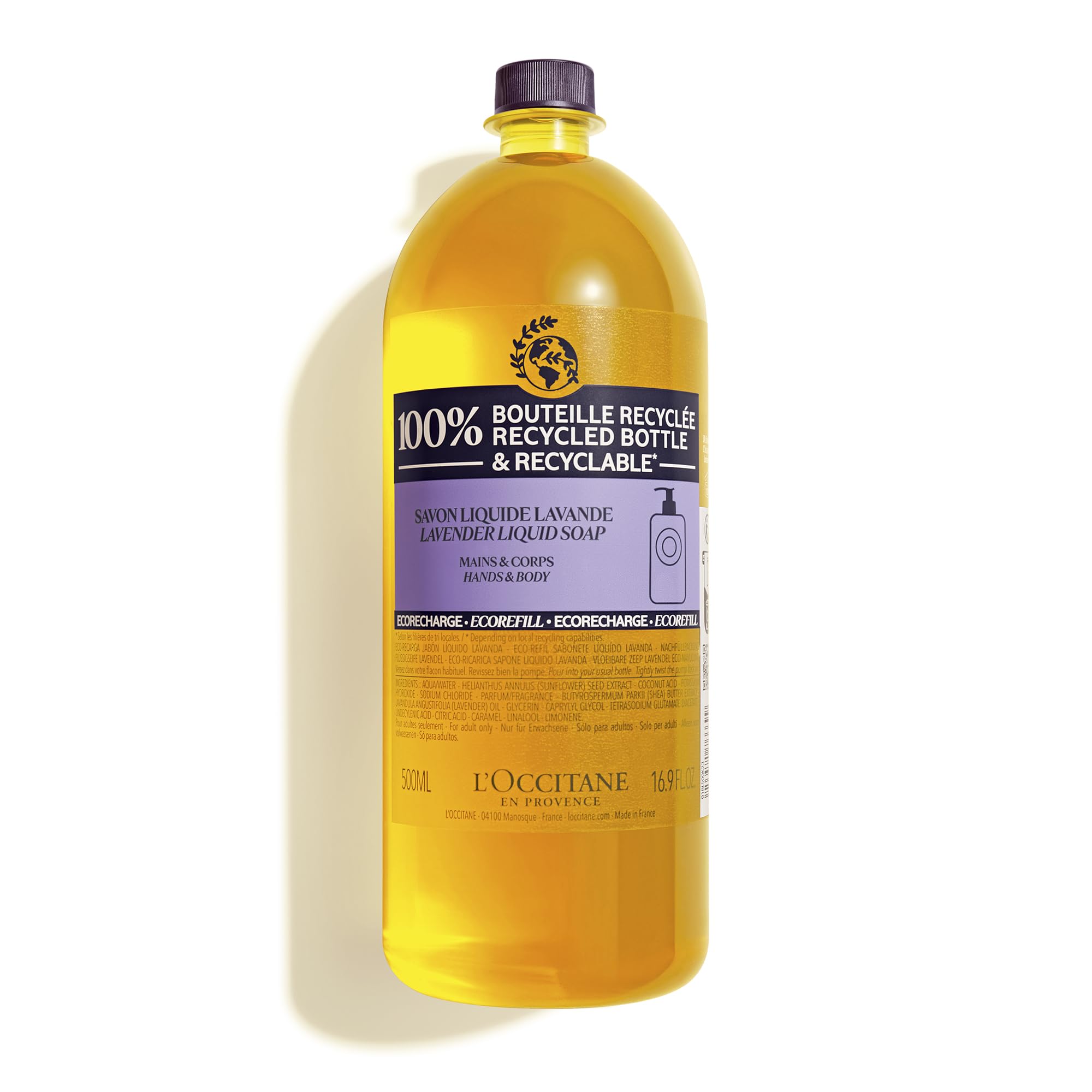 L 'Occitane Shea Hands & Body Lavender Liquid Soap: Cleanse, Soothing Lavendar Scent, Infused With Shea Extract to Soften, Artis