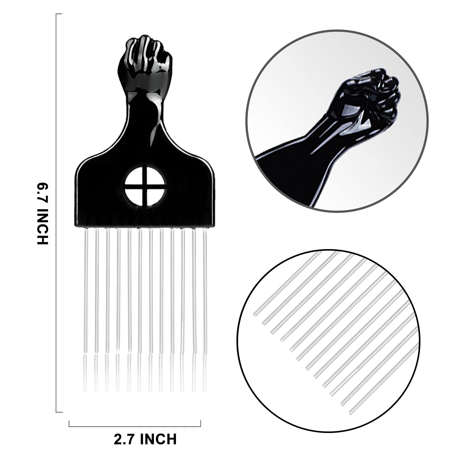 Supaze 3Pcs Hair Sponge Set for Afro Curls, Black, One Size, Includes Metal Afro Pick