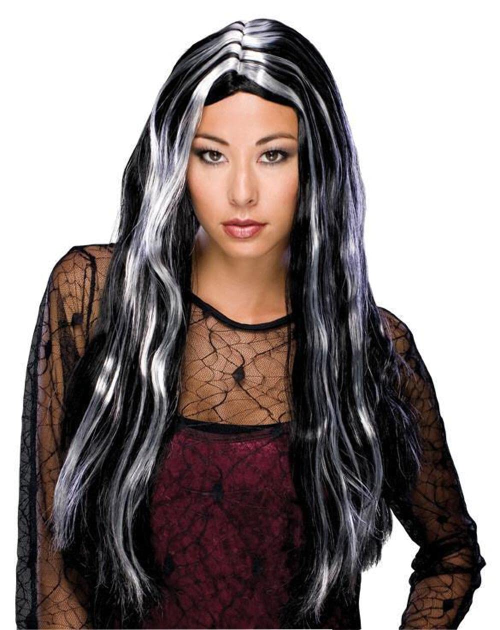 Rubie's Long Streaked Witch Wig, Black/Grey, One Size