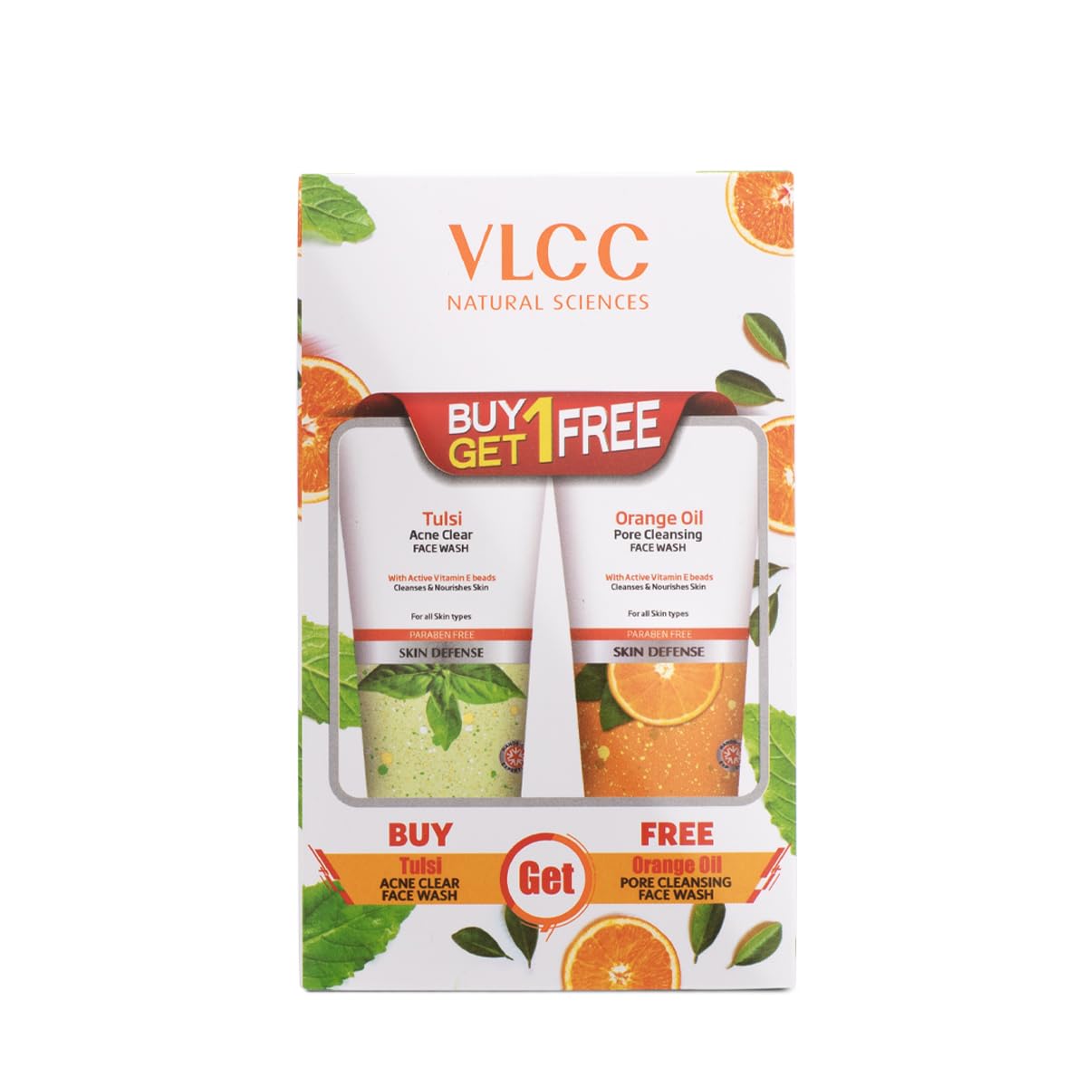 VLCC Holy Basil + Orange Oil Face Wash Combo for Acne & Pore Cleansing | Clears Pimple, Clogged Pores & Oil | Reduces Breakouts 