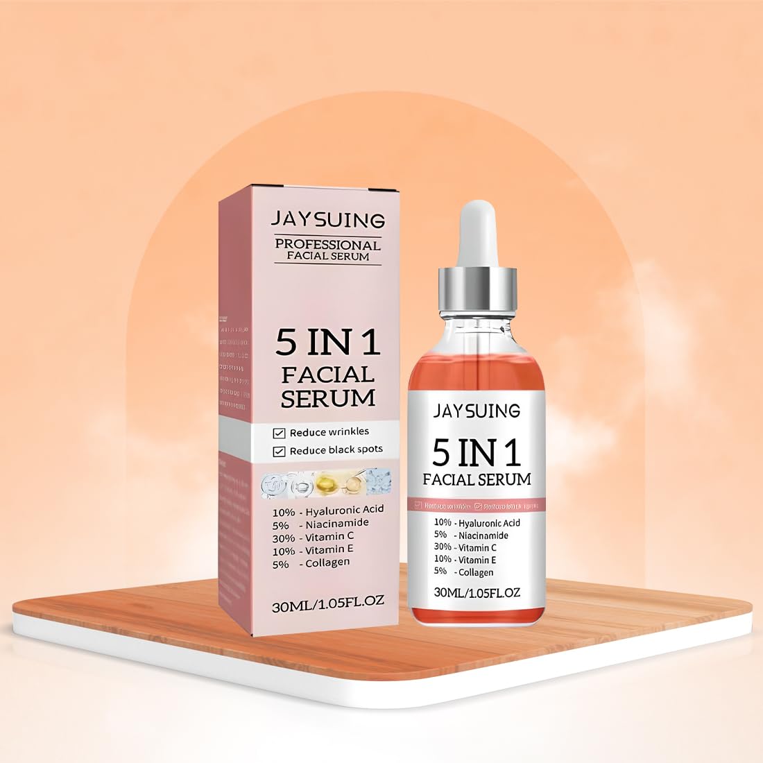 Digitalzap 5In1 AntiWrinkle Face Serum | Smooth & Hydrated Skin | Dark Spot & Fine Line Remover | AntiAging & Whitening Form