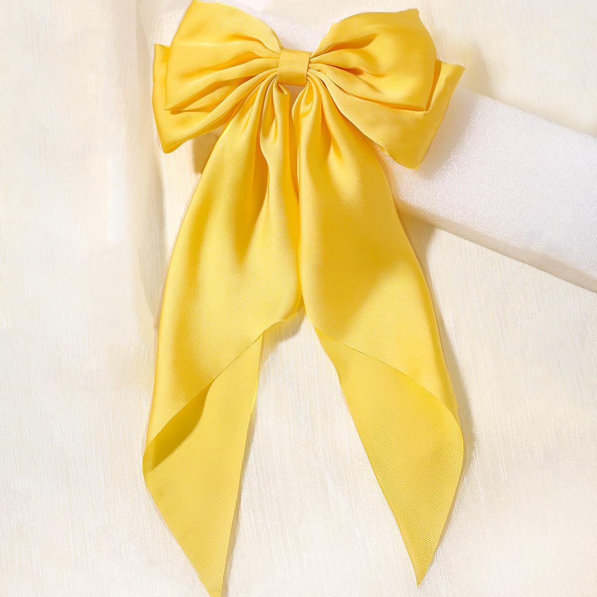 Susulu Hair Bows For Women,Yellow Bow Hair Clips For Girl Hair Bows Barrette Metal Clips Long Ribbon Hairpin Party Bows For Hair