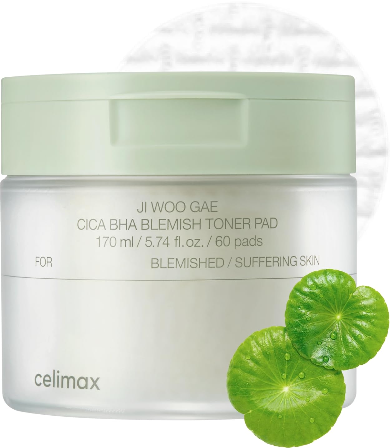 celimax Ji.Woo.Gae Cica BHA Blemish Toner Pad | Hydrating & Moisturizing Exfoliating Pads for Oily Combination Skin, for Soothin