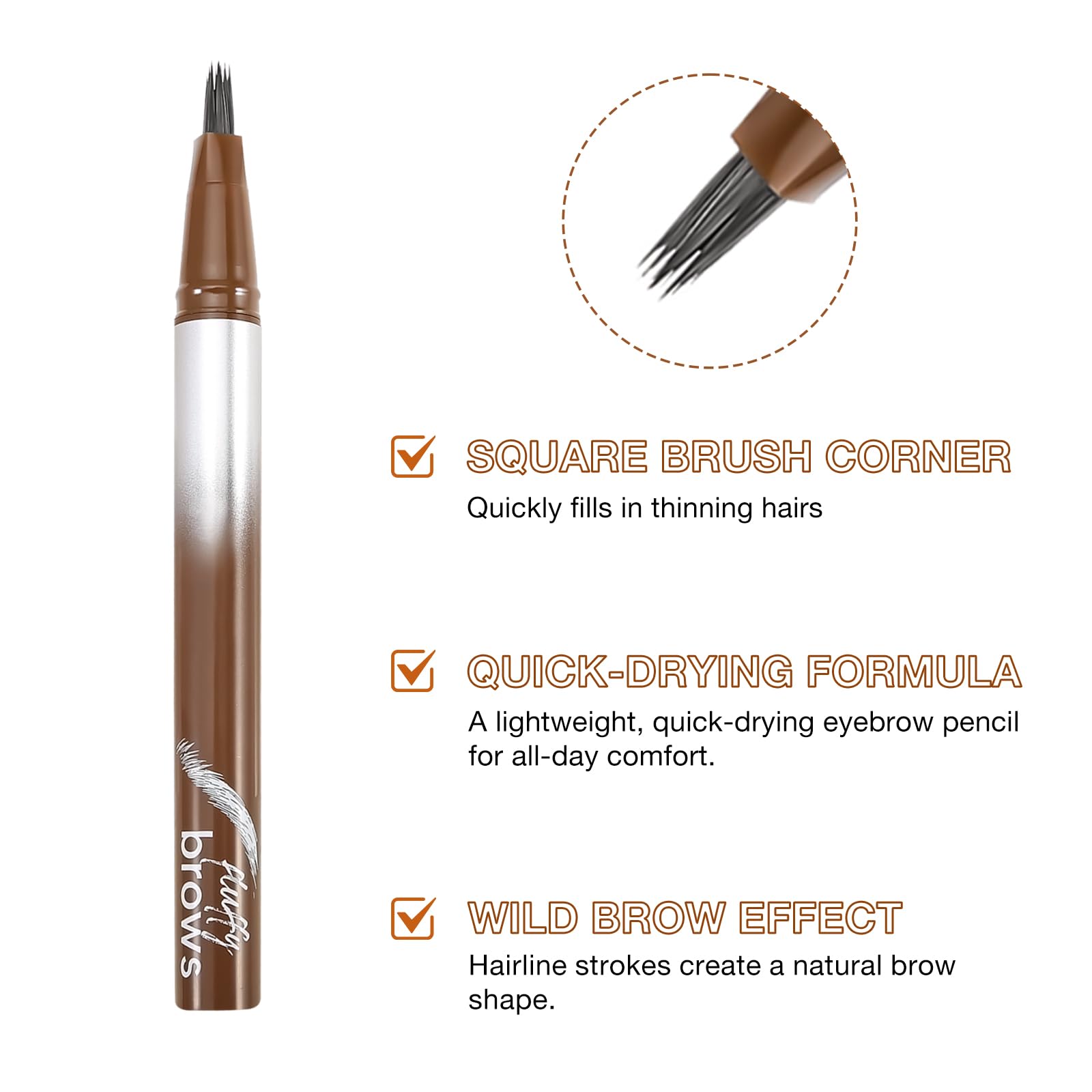 Boobeen Waterproof Liquid Brow Pen, Microblading Eyebrow Pencil, Smudge-Proof Angled Brush, Quick-Dry Long-Lasting, Create Defin