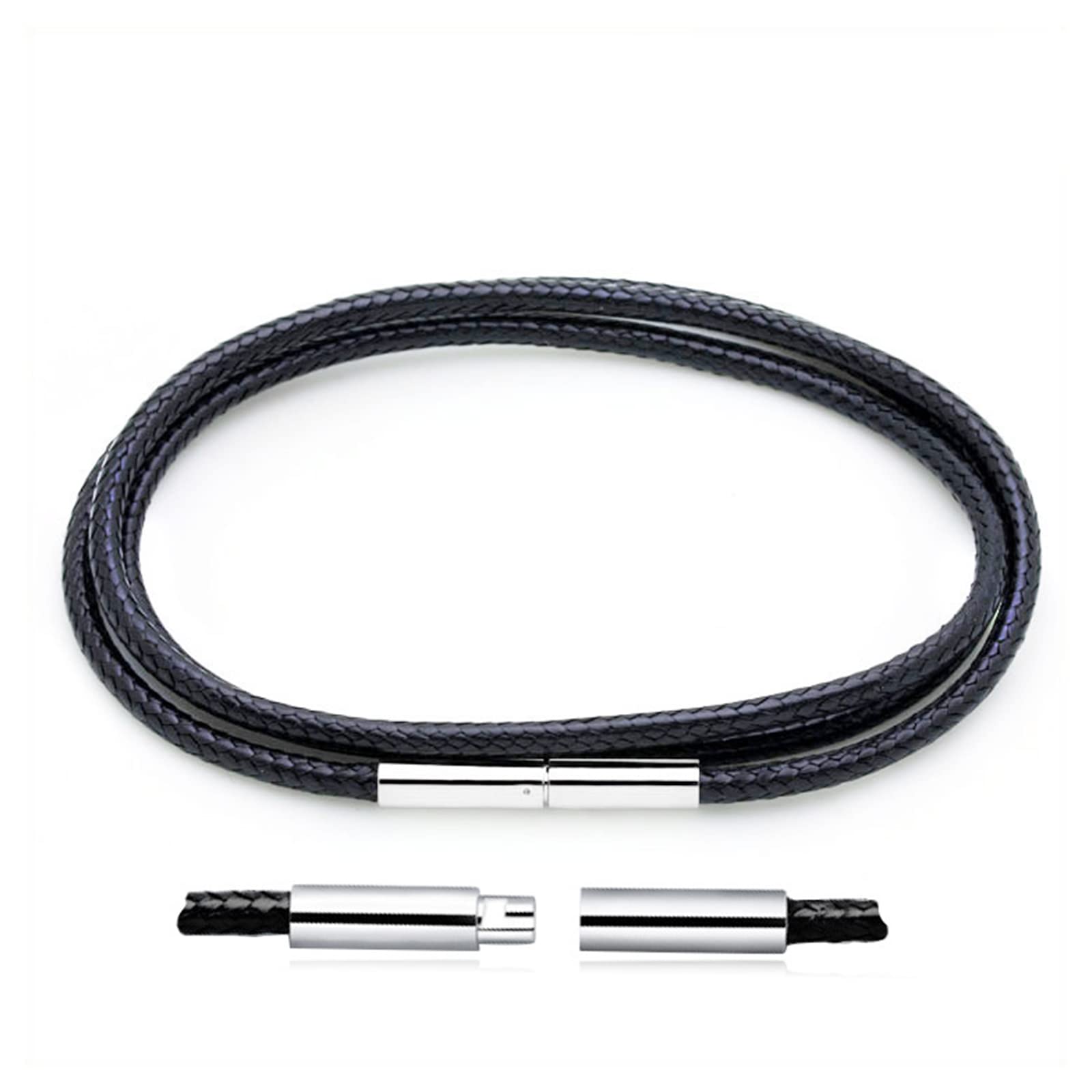 Otxas Leather Necklace Cord, 18inch-24inch Waterproof Rope Necklace for Men Women, 316L Stainless Steel Clasp, 2/3mm Width Leath