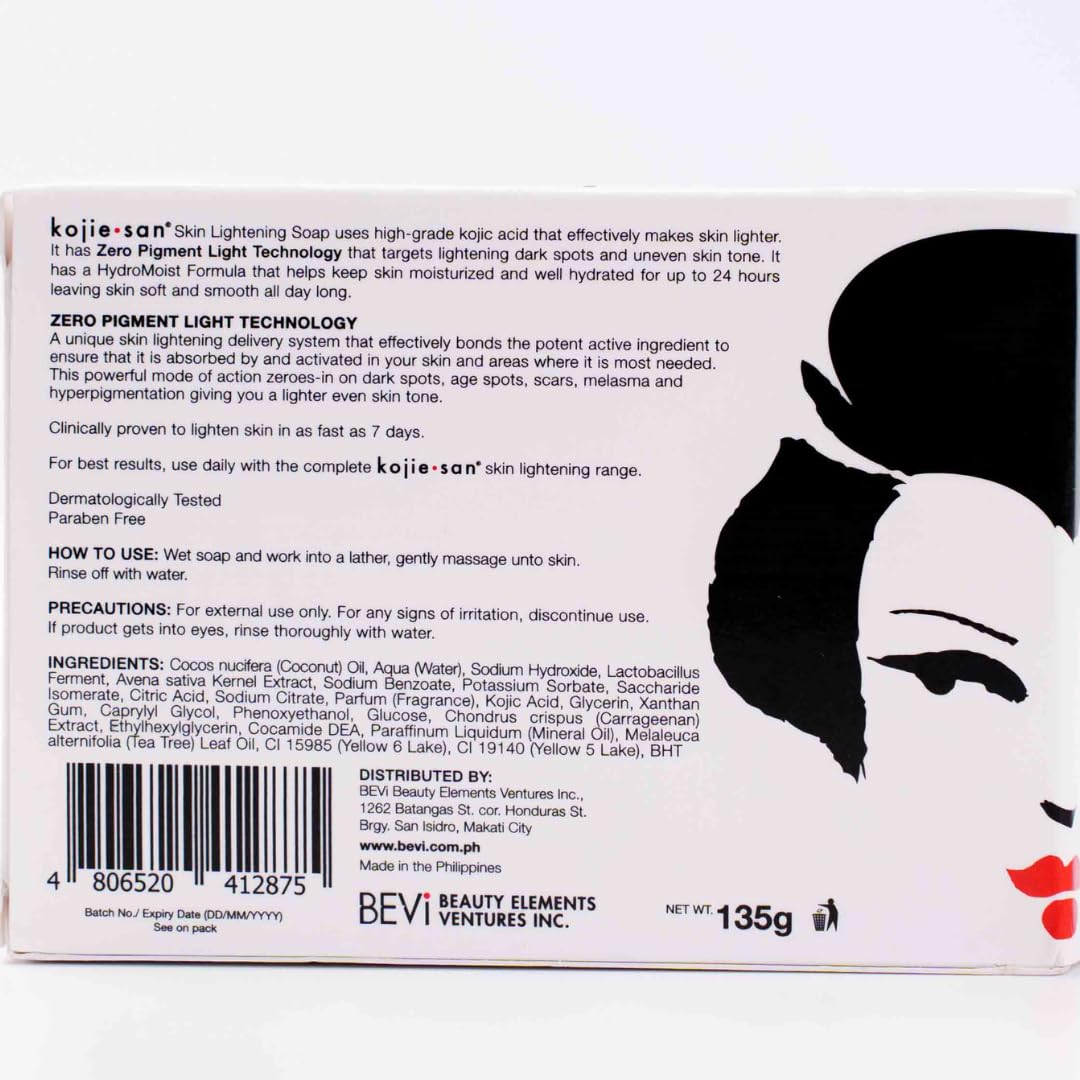 Kojie San Skin Brightening Soap - Original Kojic Acid Soap That Reduces Dark Spots, Hyperpigmentation, & Scars With Coconut & Te