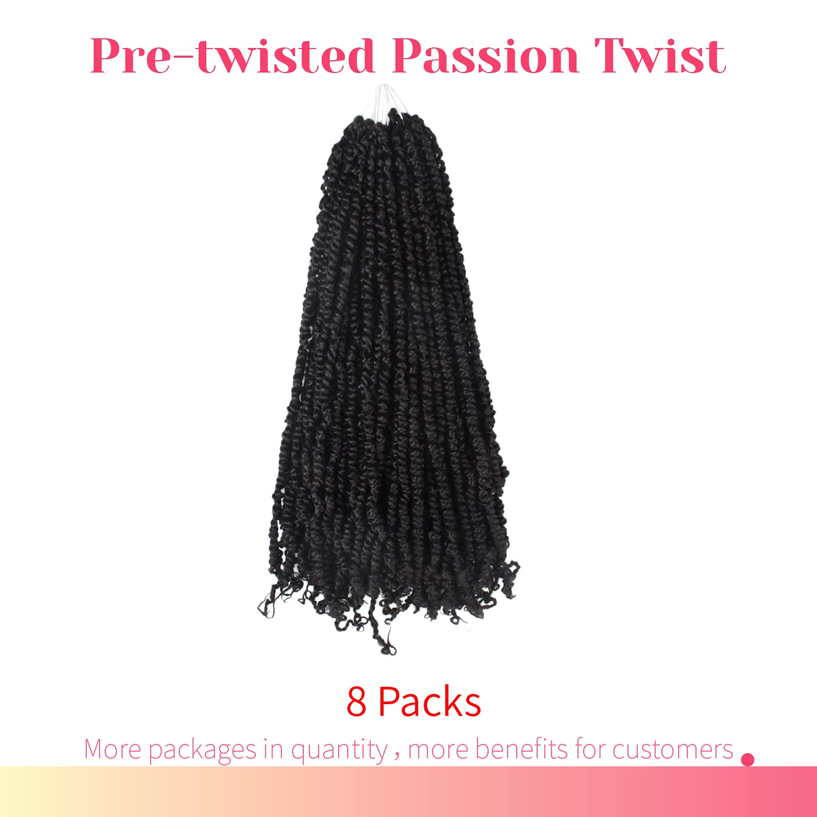 The BOHOBABE Pre-twisted Passion Twist Crochet Hair 20 Inch Long Pre-looped Crochet Passion Twist Braiding Hair 8 Packs Soft Boh