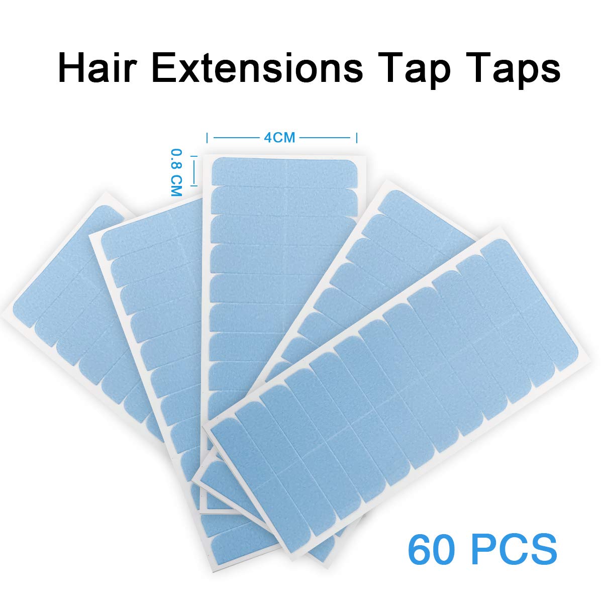 Suyya 60 Pieces Hair Extension Tape Tabs Double Sided Extension Tapes For Replacement 4Cm X0.8Cm (Blue)