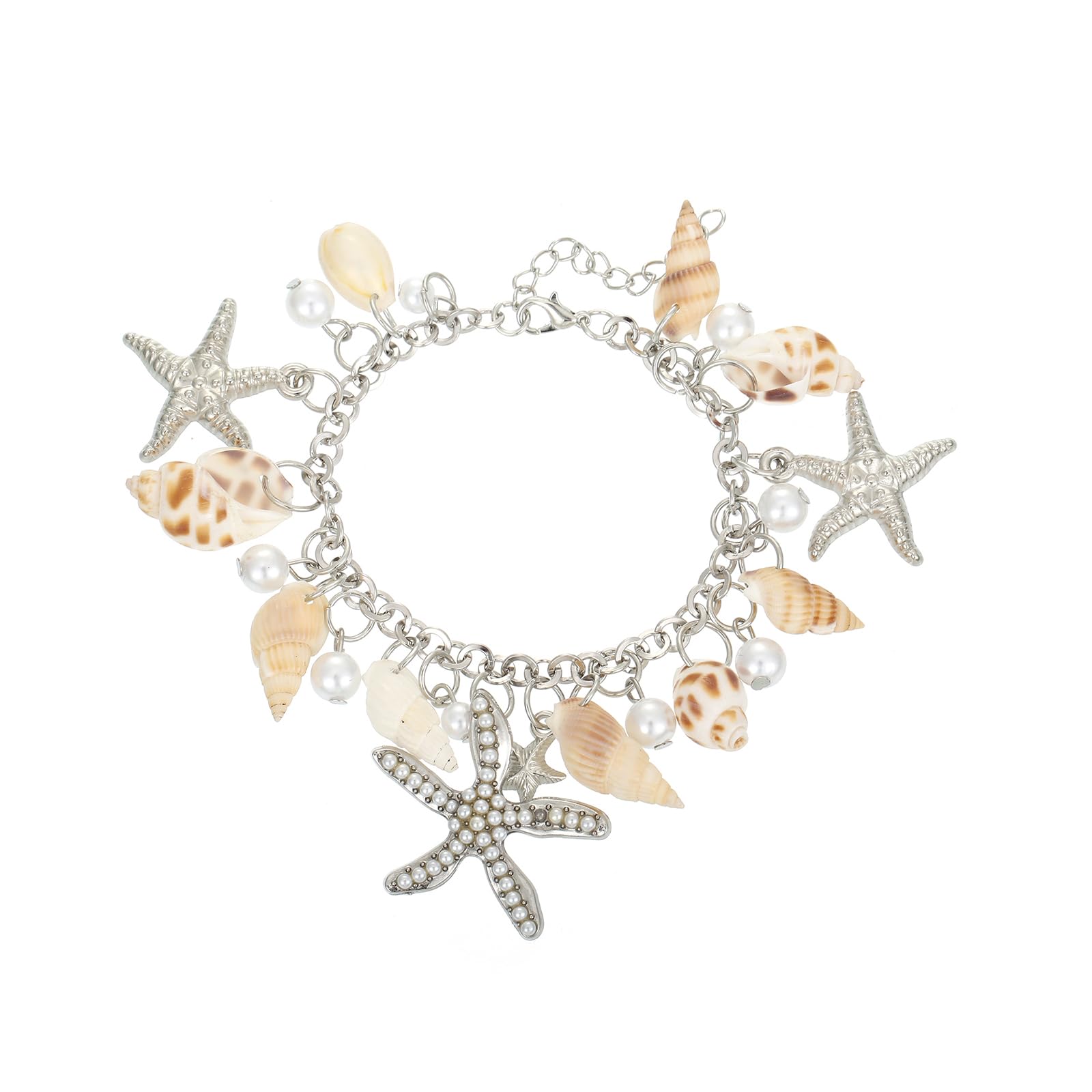 RUOFFETA Shell Starfish Necklace Bracelet Conch Statement Chunky Necklace Mermaid Costume Jewelry Beach Jewelry for Women(Bracel