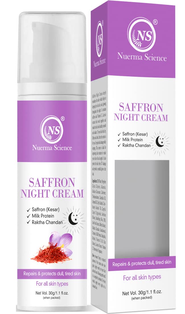 Nuerma Science Saffron Night Cream With Milk Protein & Rakhta Chandan For Night Skin Repairing (30 Ml)