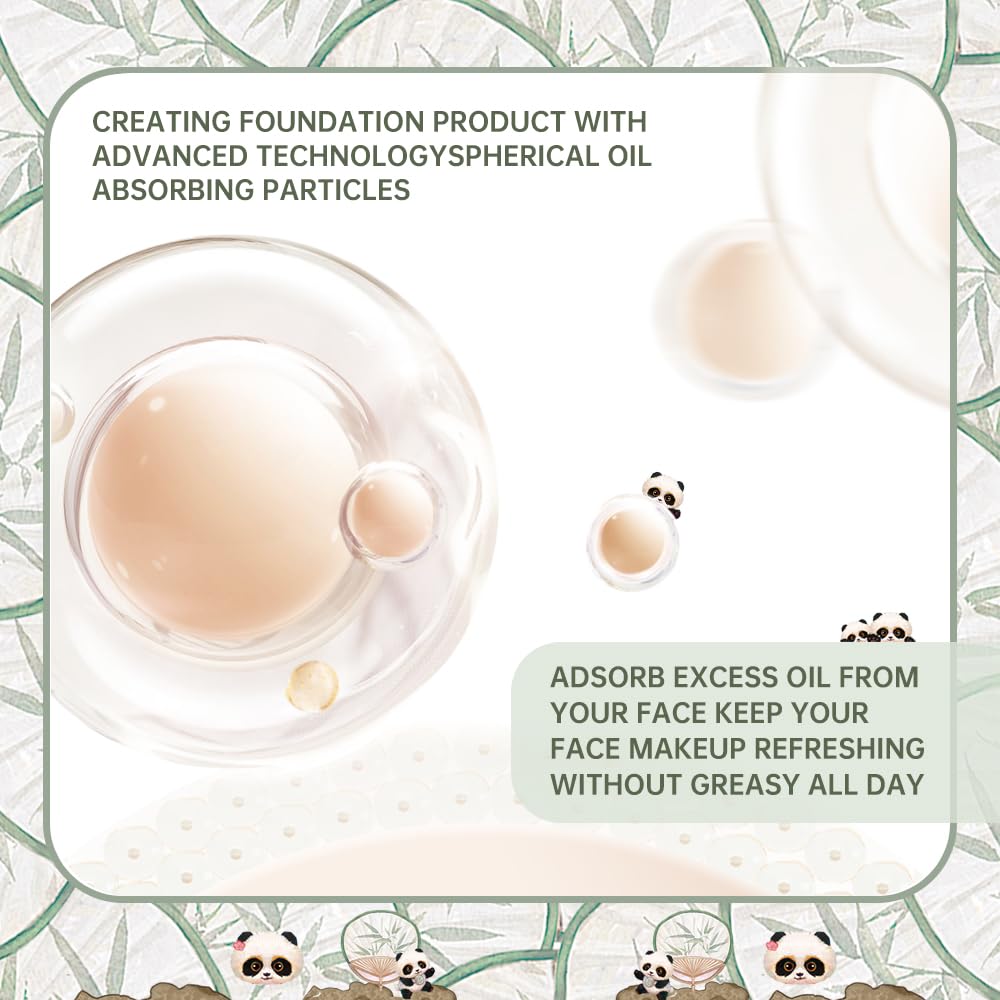 CATKIN Panda Land Full Coverage Cushion Fondation, Breathable Hydrating Nourishing Poreless Face Makeup Save for Sensitive Skin,