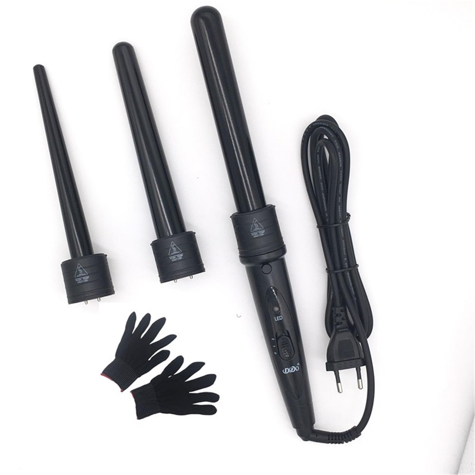 3 In 1 Hair Curlers Care Styling Curling Wand Interchangeable 3 Parts Clip Hair Iron Curler Set Curler Hair Styles Tool(AU)