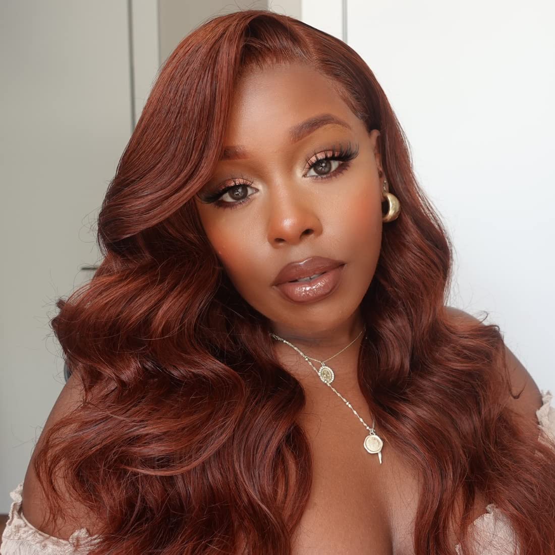UNICE Reddish Brown Body Wave Human Hair Weave 4 Bundles 14 16 18 20 inch, Brazilian Remy Hair Auburn Brown Copper Red Human Hai