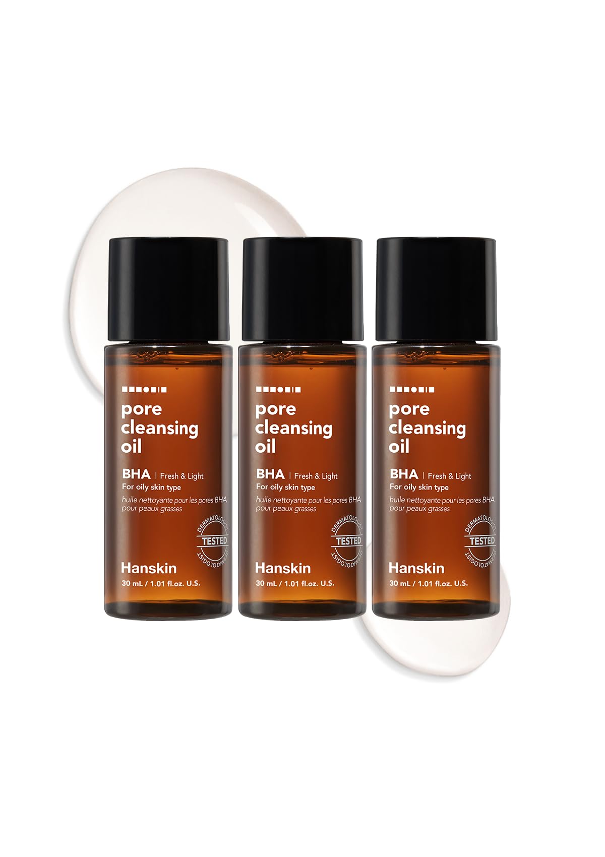Hanskin BHA Pore Cleansing Oil, Sample Trial Size, Travel Size Mini Makeup Remover Set, Gentle Blackhead Cleanser for Combinatio