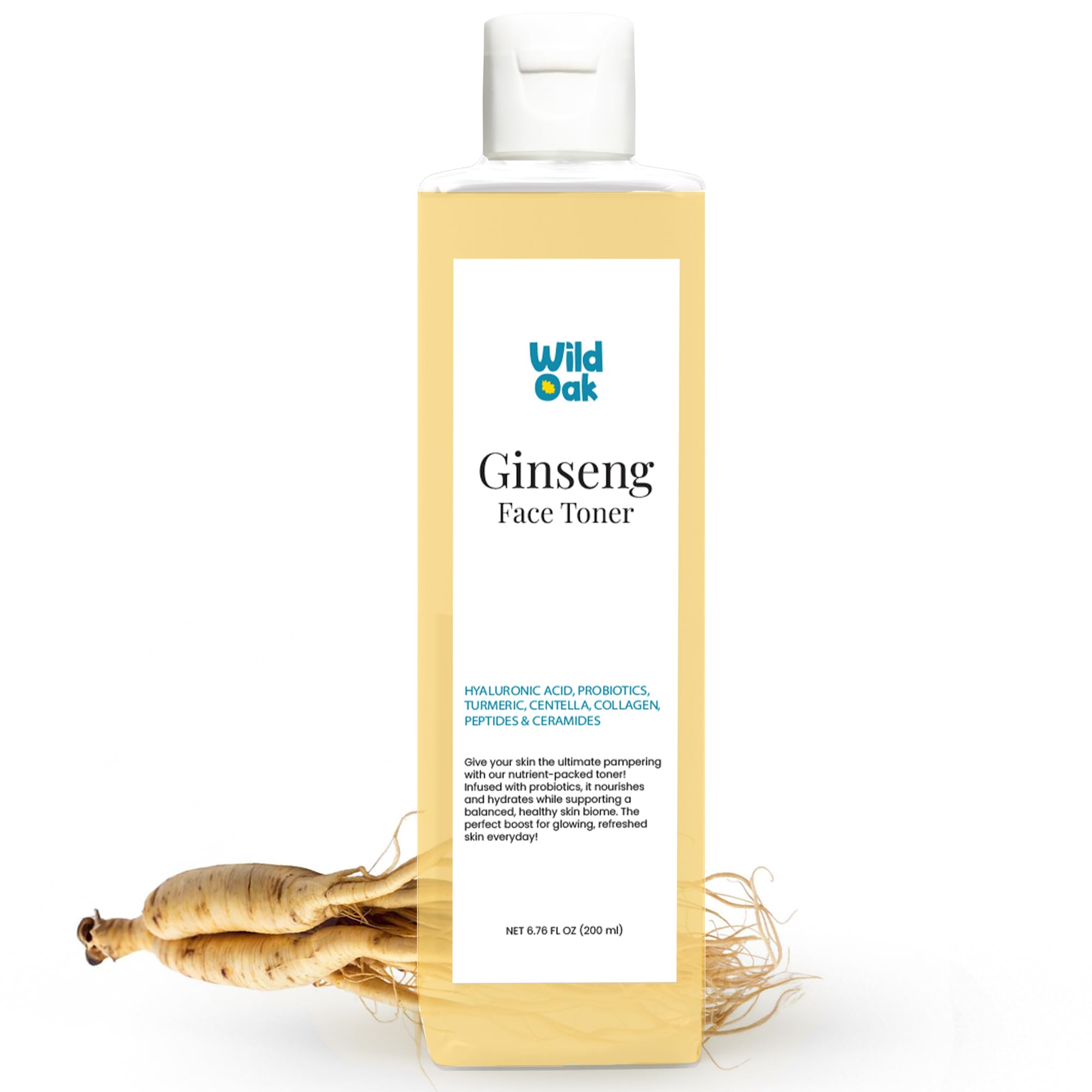 Wildoak Korean Ginseng Essence Water Toner With Probiotics, Hyaluronic Acid, Collagen, Peptides & Ceramides | Deep Hydration & A