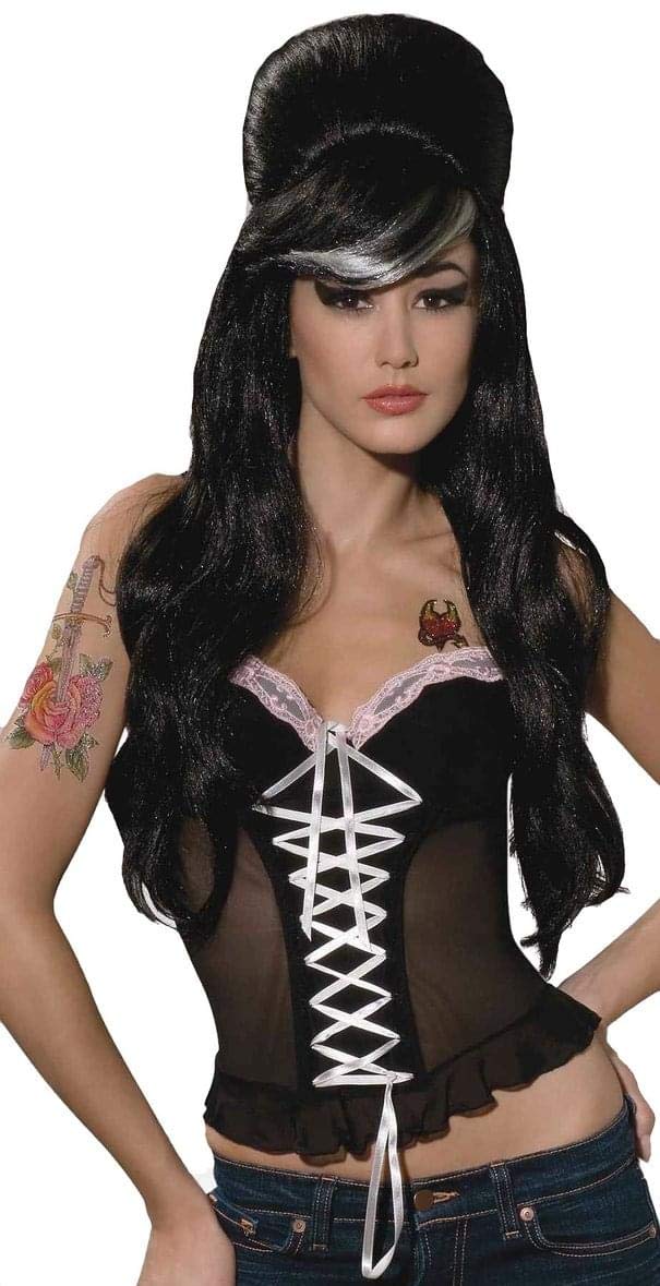Forum Novelties Women's Betty Blues Retro Rocker Costume Wig, Black/White, One Size