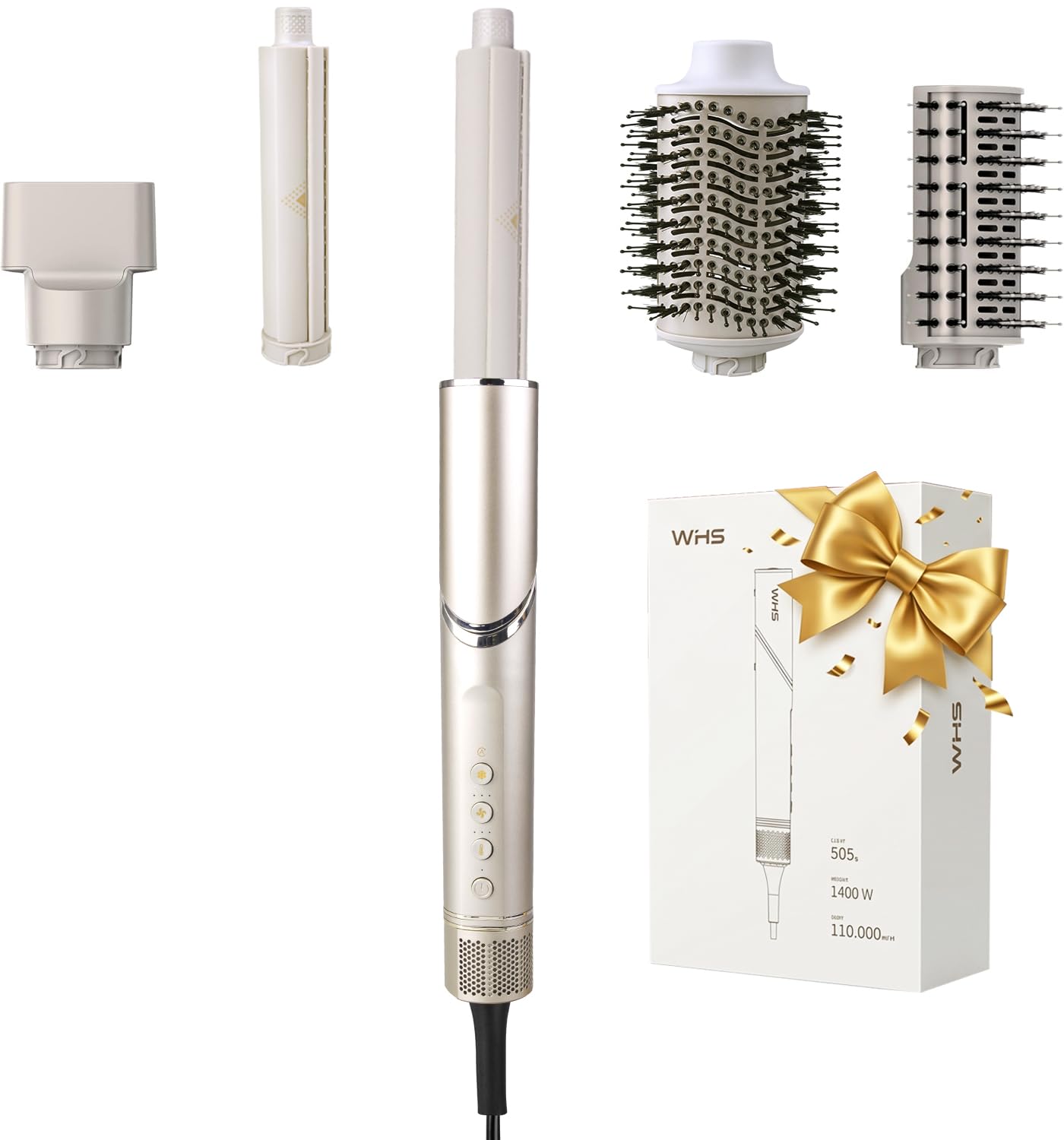 WHS 5in1 Air Styler, HighSpeed Hair Dryer Brush with AutoWrap Curlers