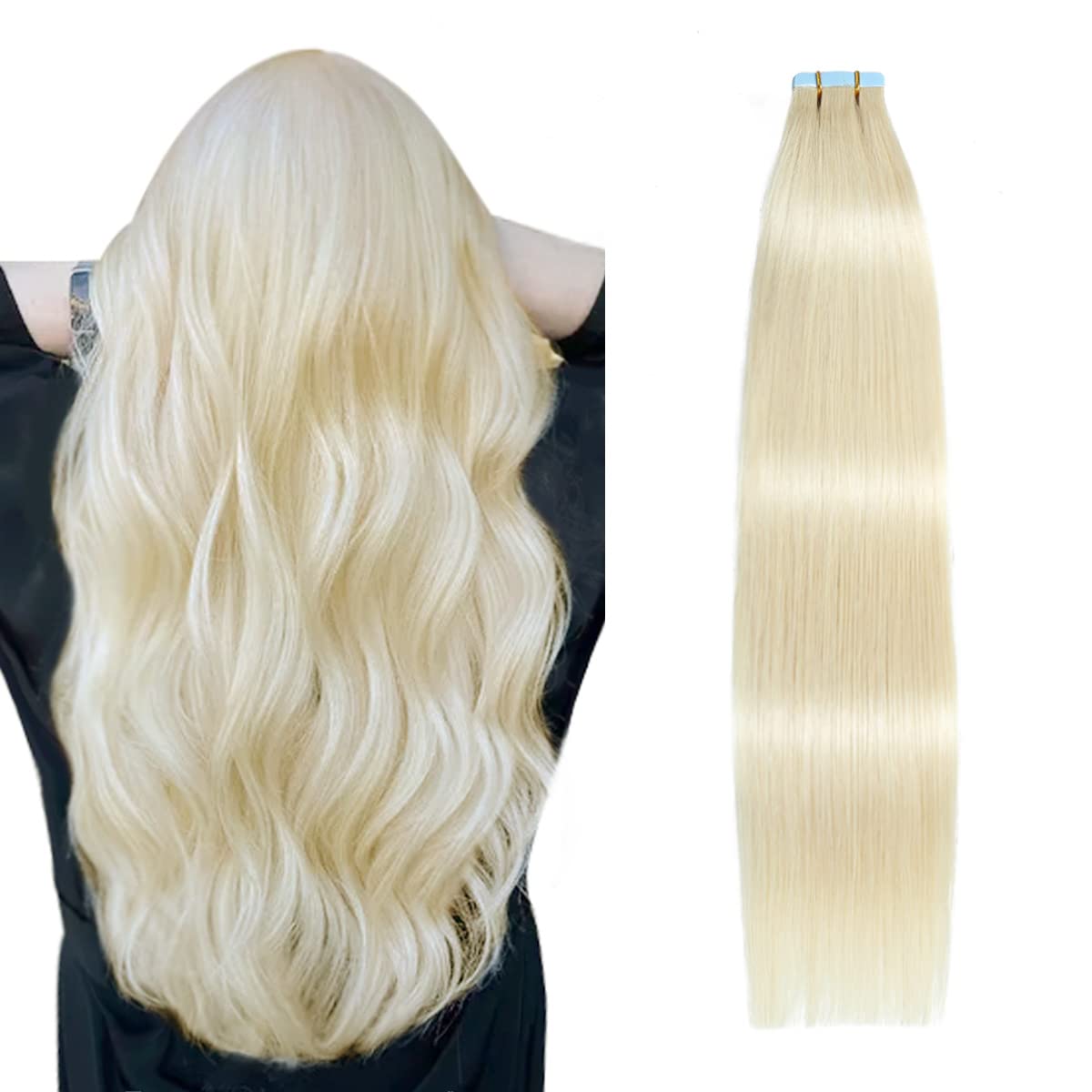 Suyya Tape In Hair Extensions Human Hair Platinum Blonde 14 Inch 40G/Pack 20Pcs Straight Seamless Skin Weft Tape In Real Human H
