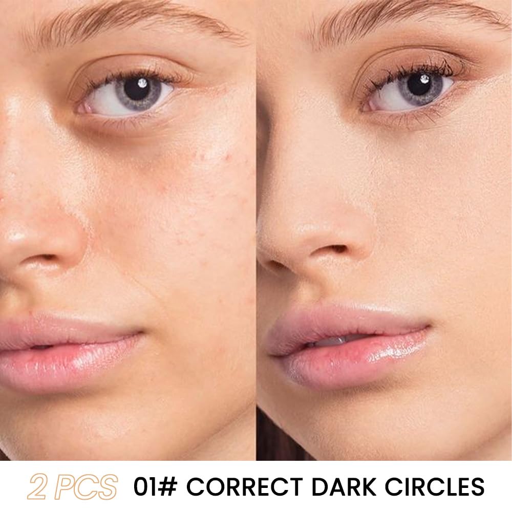 Kaely 2Pcs Tri Color Concealer Pot,Color Correcting Concealer For Dark Circles Spots,Cream Concealer Full Coverage,Foundation Co